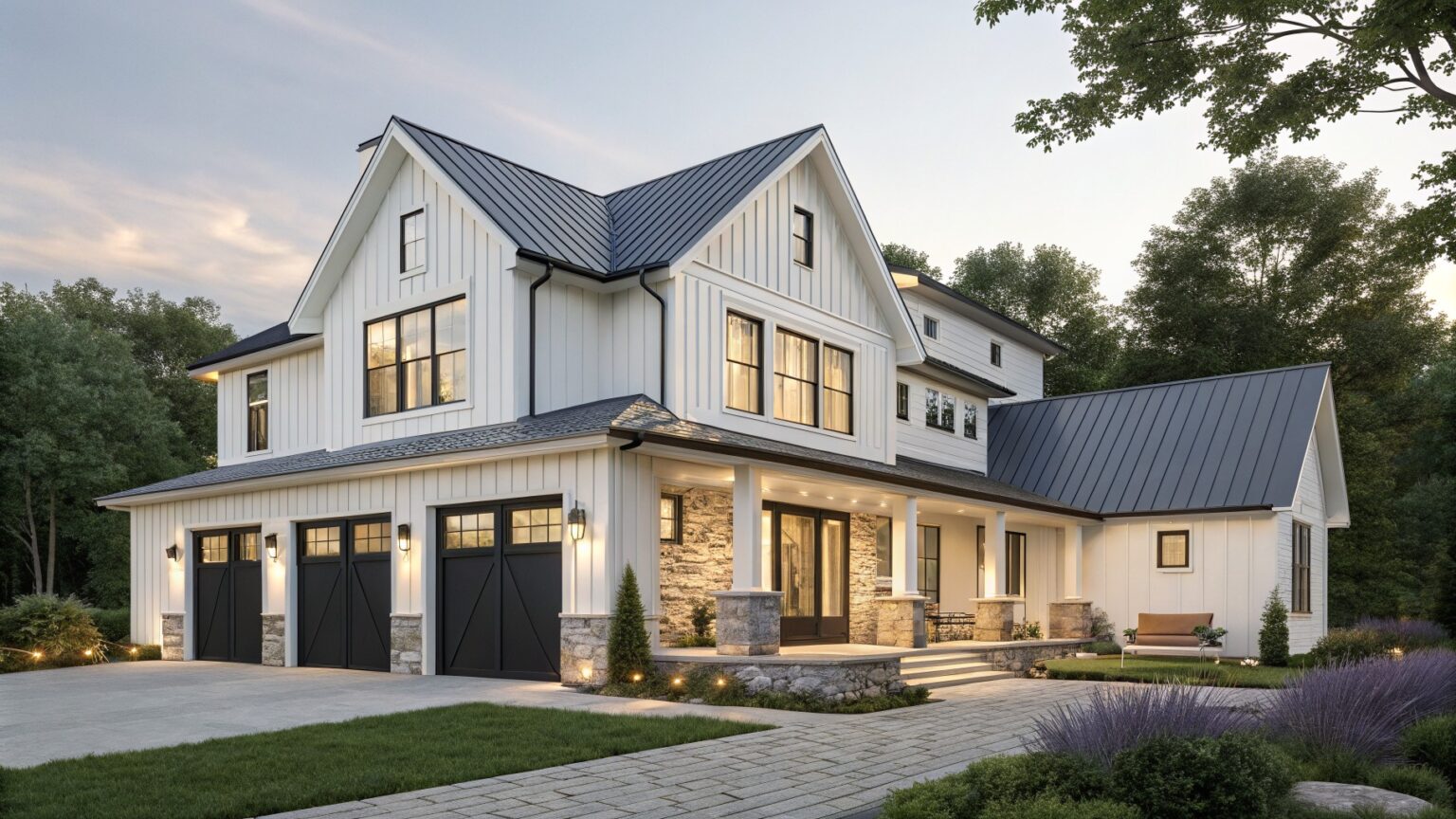 19 Modern Farmhouse Exteriors With Black Windows For Sleek Style