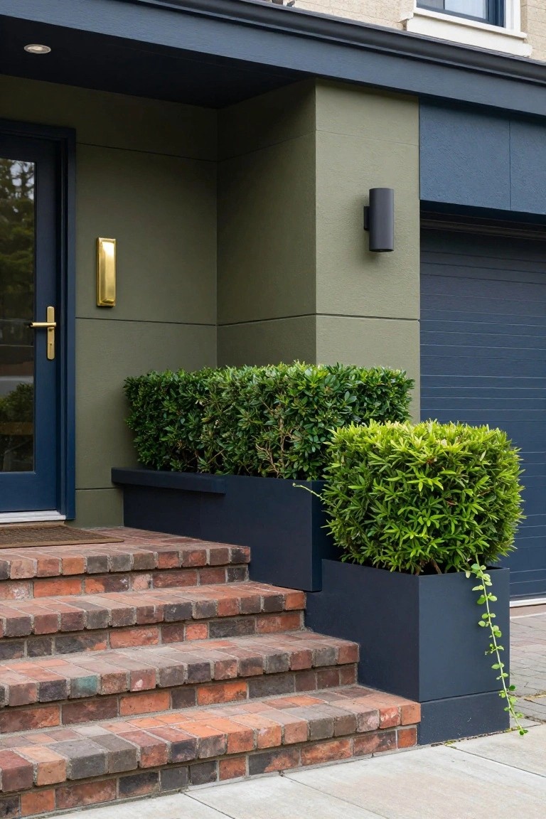 Boxwoods Beside the Entry Steps