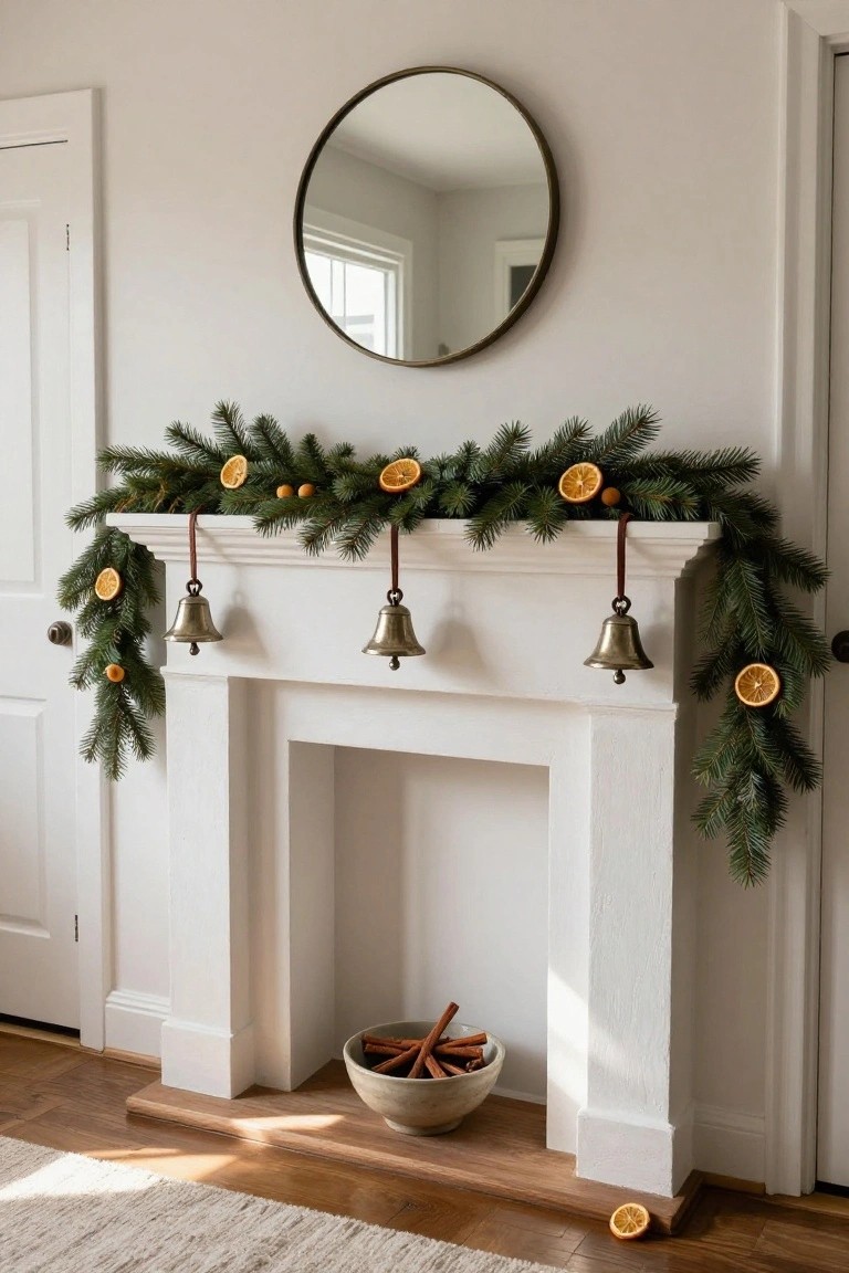 Simple Garland on a Small Mantel