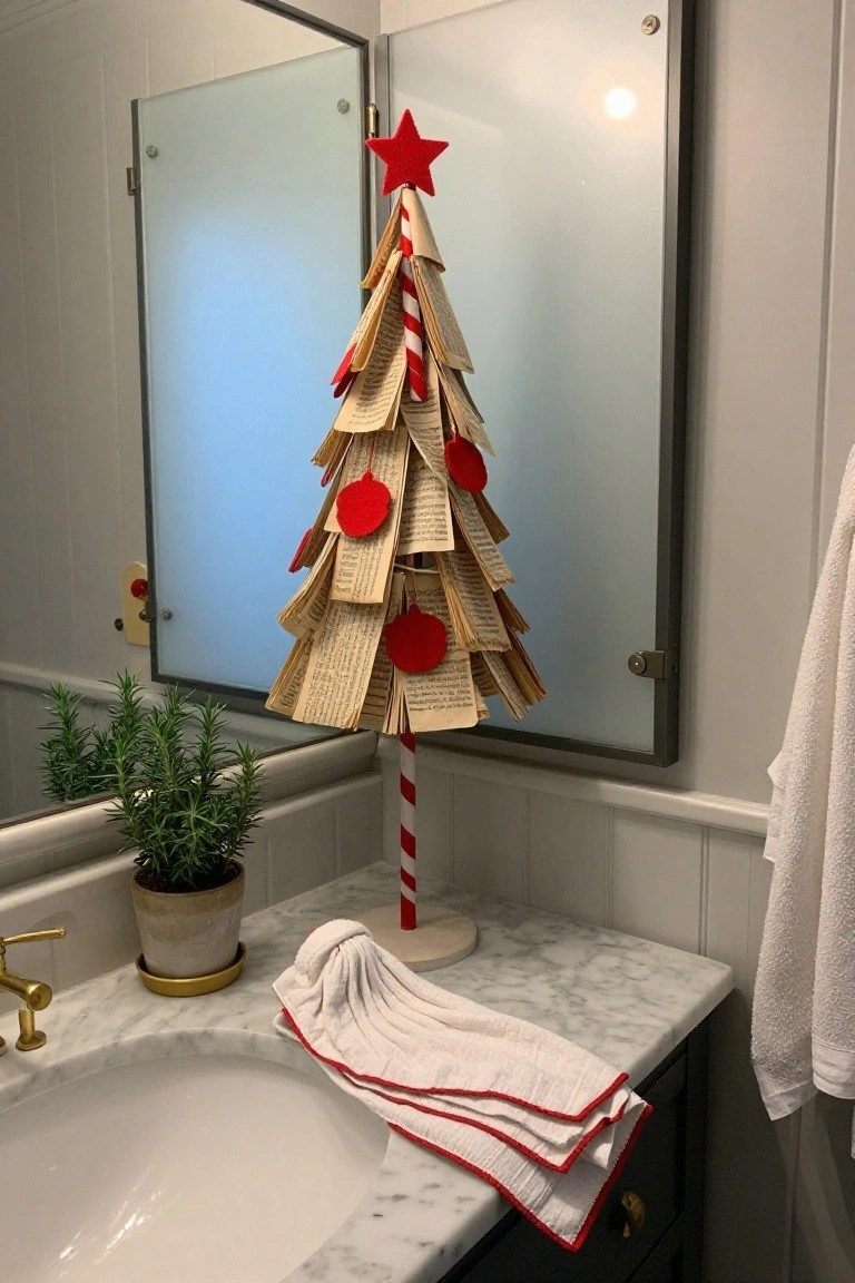 Bathroom Book-Page Candy Cane Tree