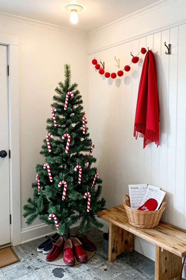 Candy Cane Tree in Entry Corner