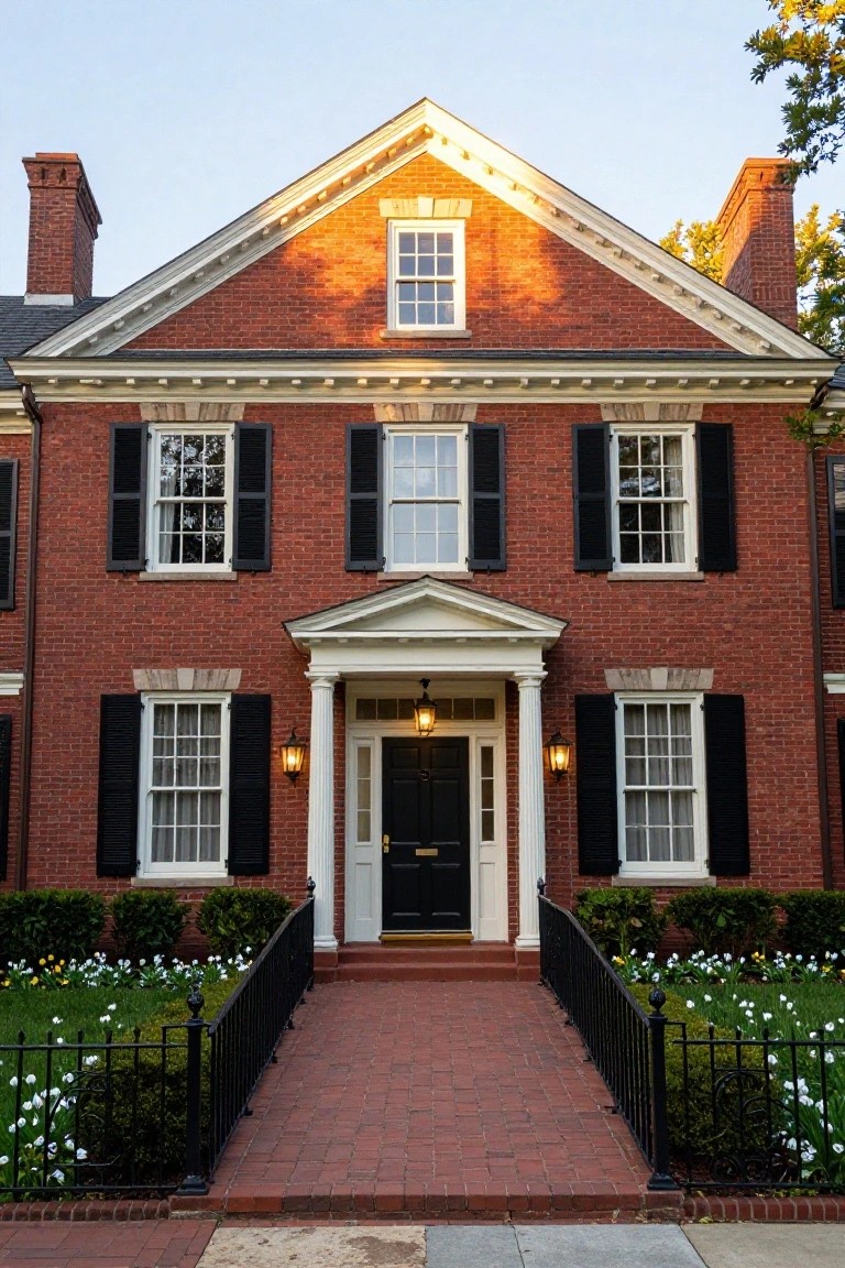 Classic Brick Colonial Portico Entry