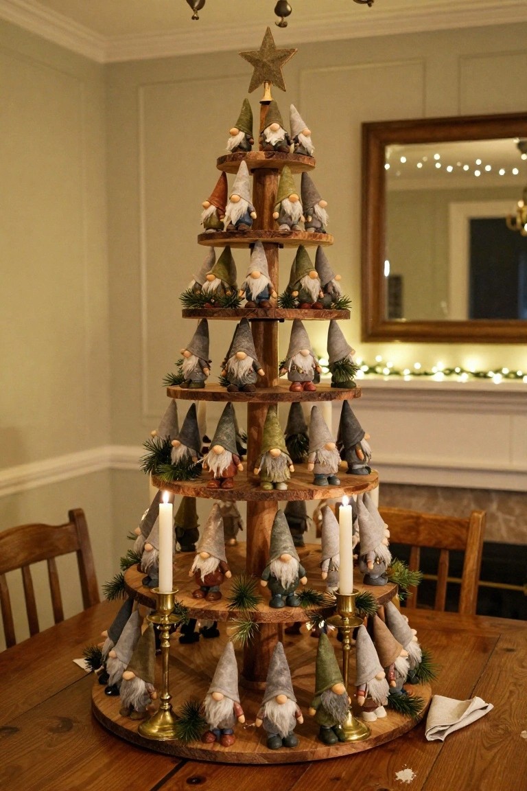 Rustic Tiered Gnome Tree Centerpiece