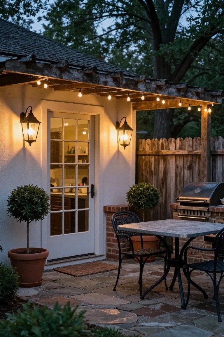 Wall Lanterns Beside the Patio Door
