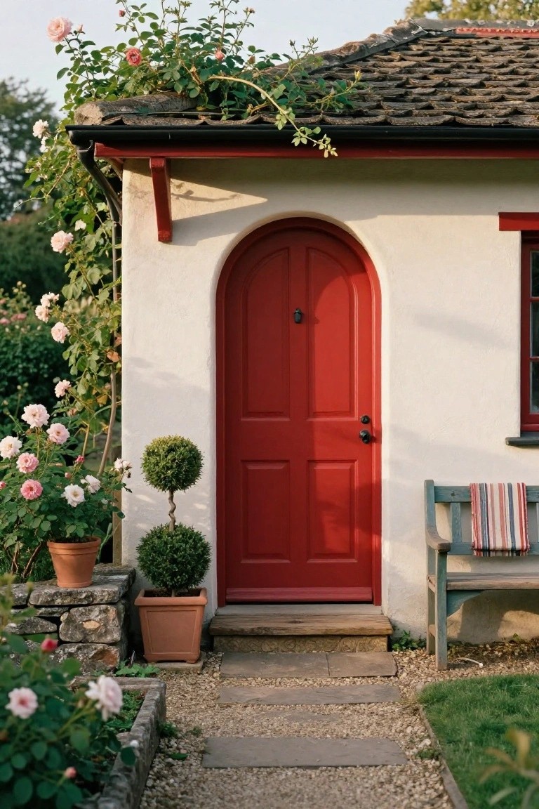 Red Arched Cottage Door
