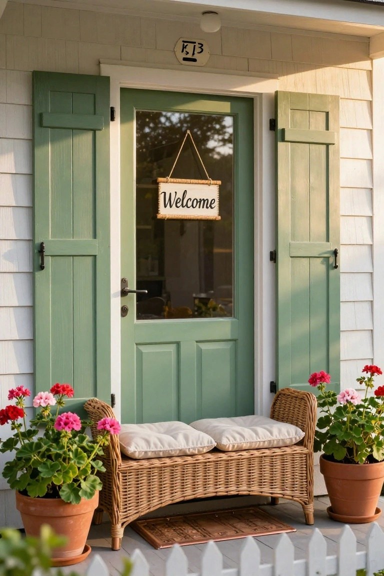Seafoam Green Cottage Door Entry