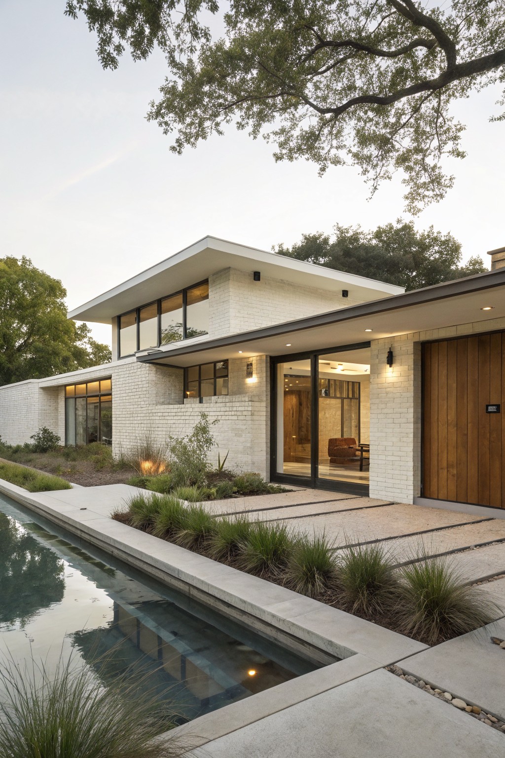 White Brick Exterior with Flat Roof Design
