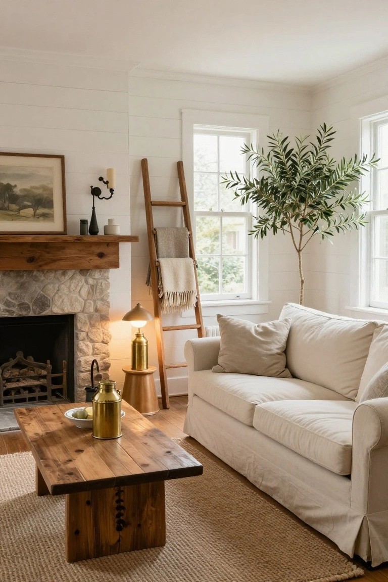 Ladder Shelf Beside the Fireplace
