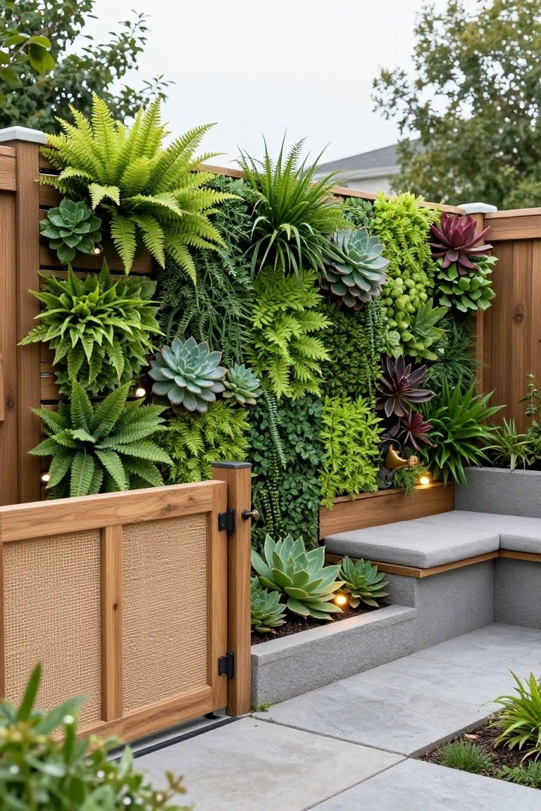Vertical Plant Walls on Slatted Fences