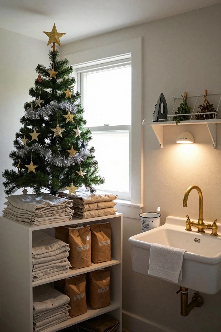 Petite Christmas Tree in Laundry Rooms
