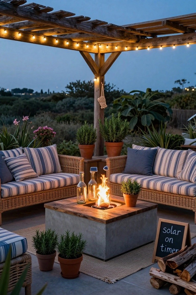 Solar String Lights on a Pergola