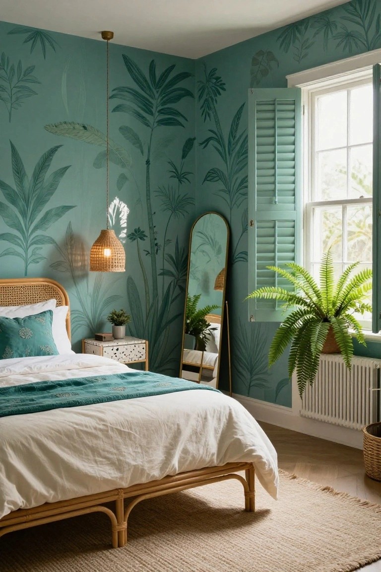 Teal Botanical Wallpaper