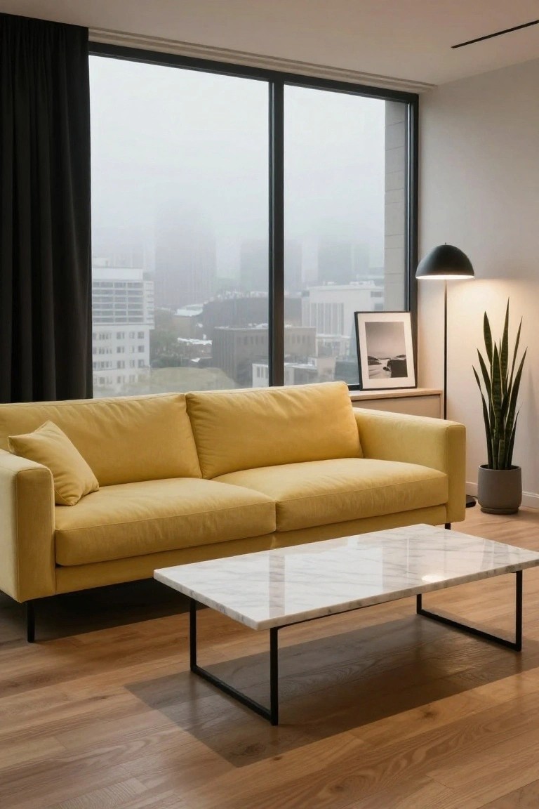Yellow Couch in Urban Minimalism