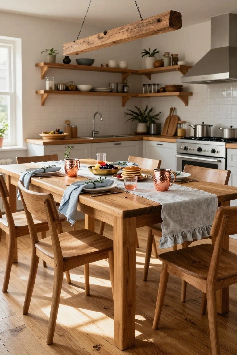 Wooden Table Brunch Setup