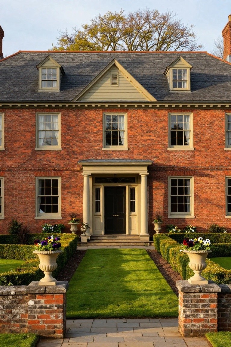 Red Brick with Cream Siding on Colonial Homes