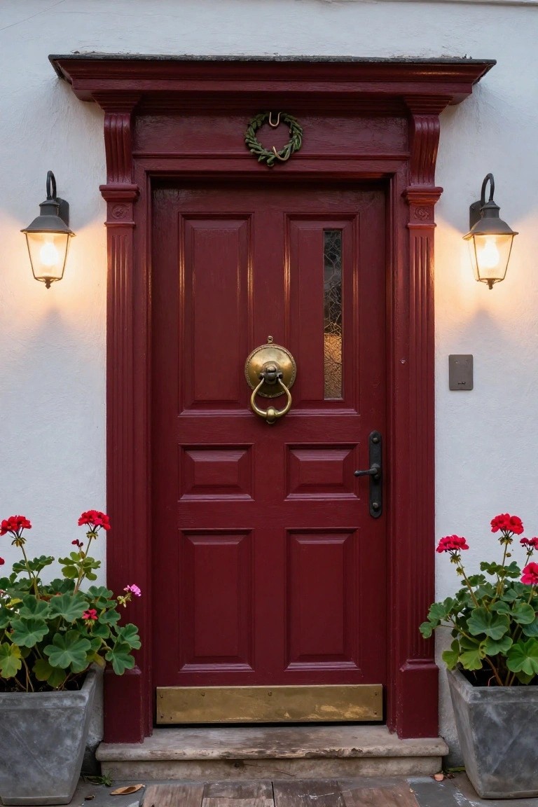 Deep Red Colonial Front Door