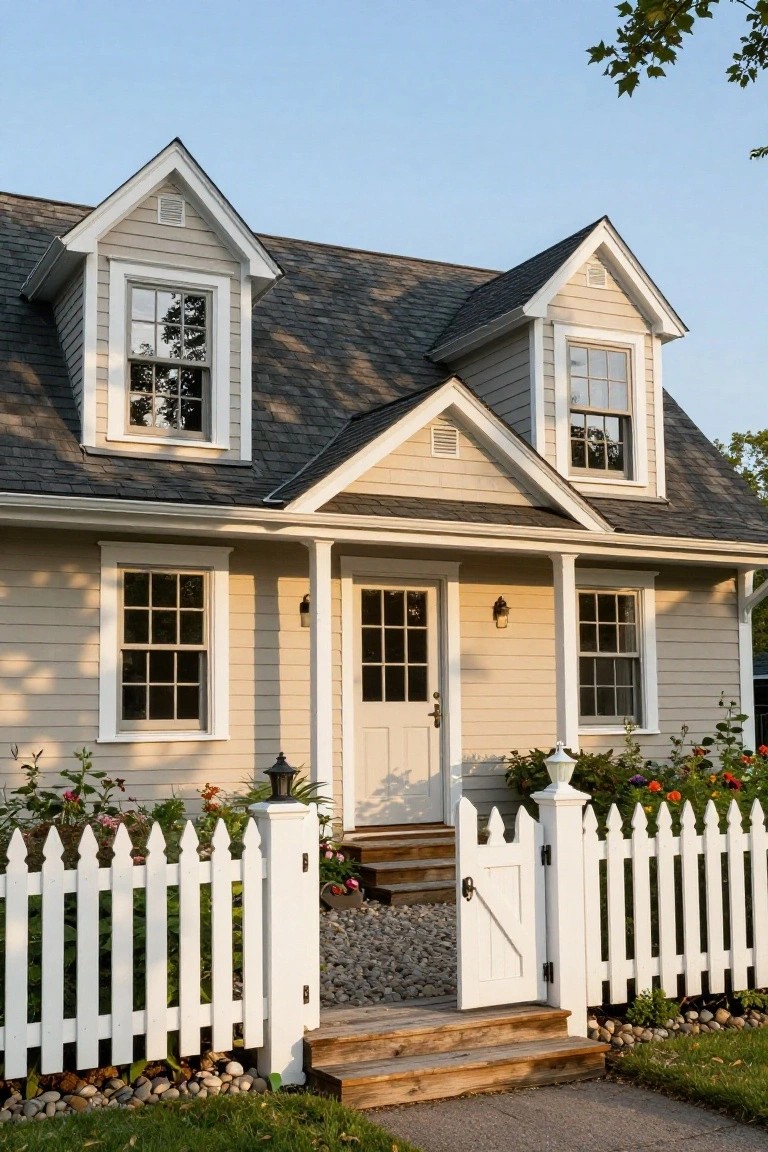 Crisp White Trim on Neutral Siding