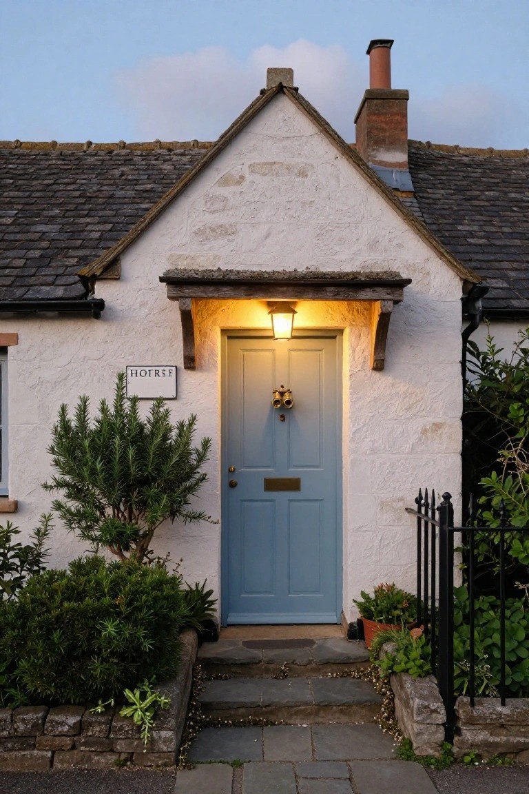 Powder Blue Doors on Stone Cottages