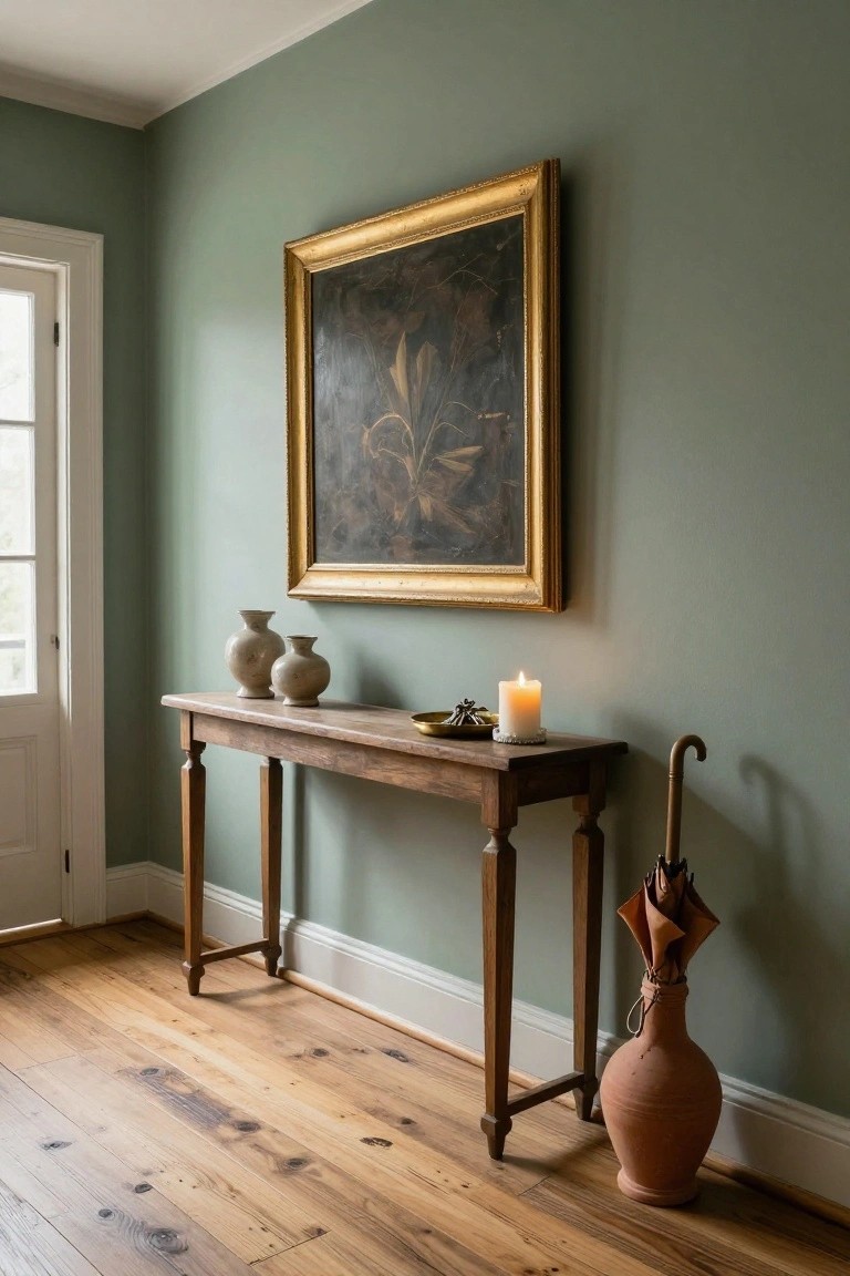 Sage Green Entryway Console Setup