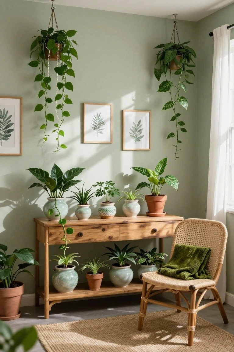 Console Table Loaded with Plants