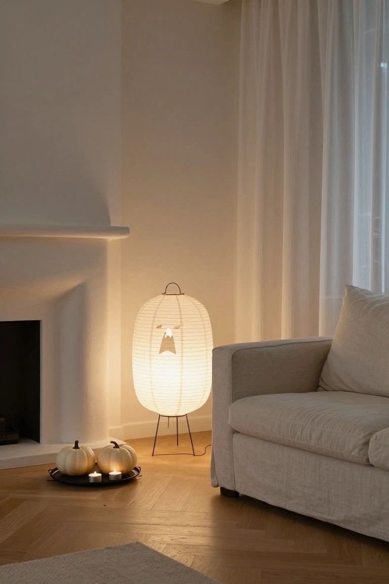 White Pumpkins for Subtle Mantle Glow