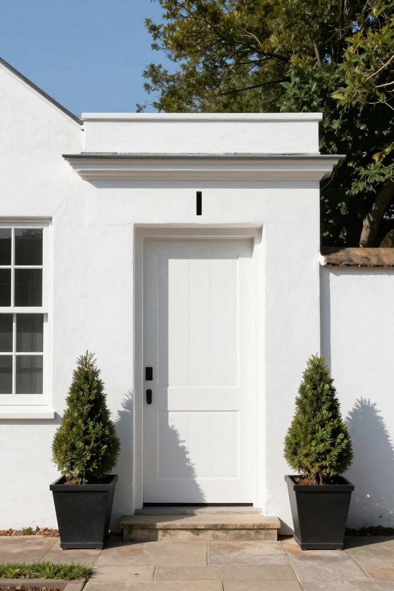 Framing the Entry with Matching Potted Trees