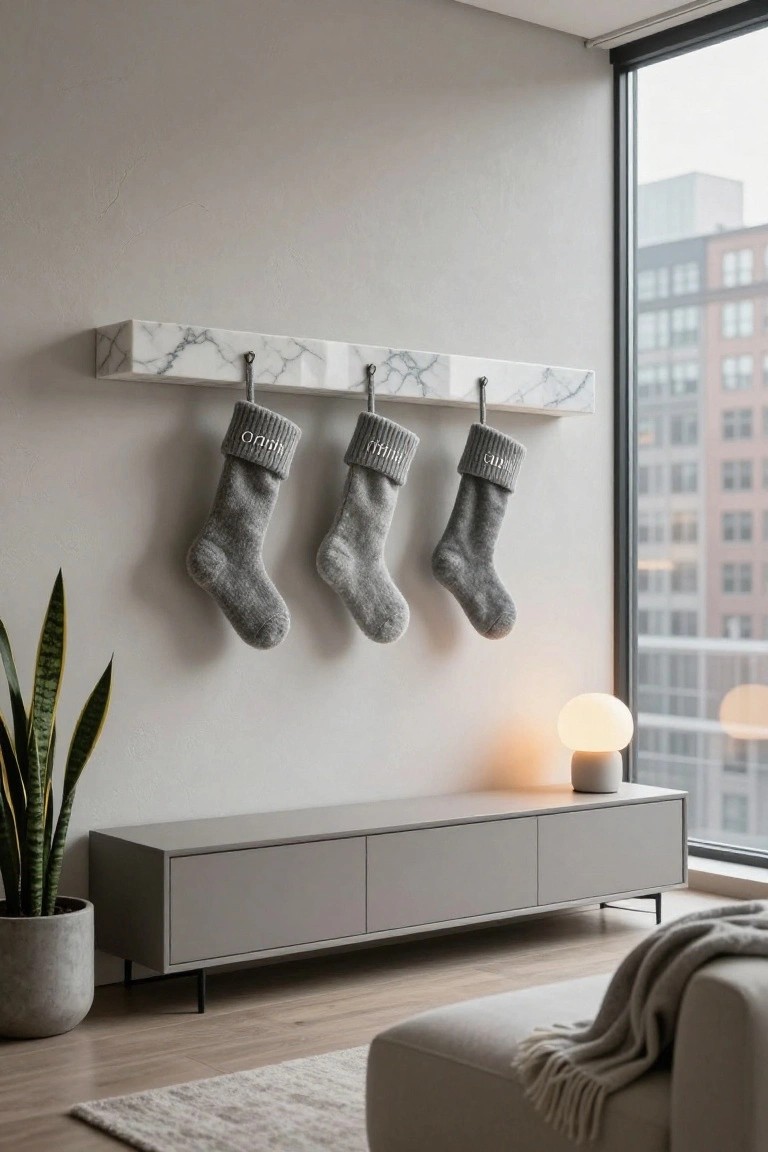 Floating Marble Shelf for Stockings