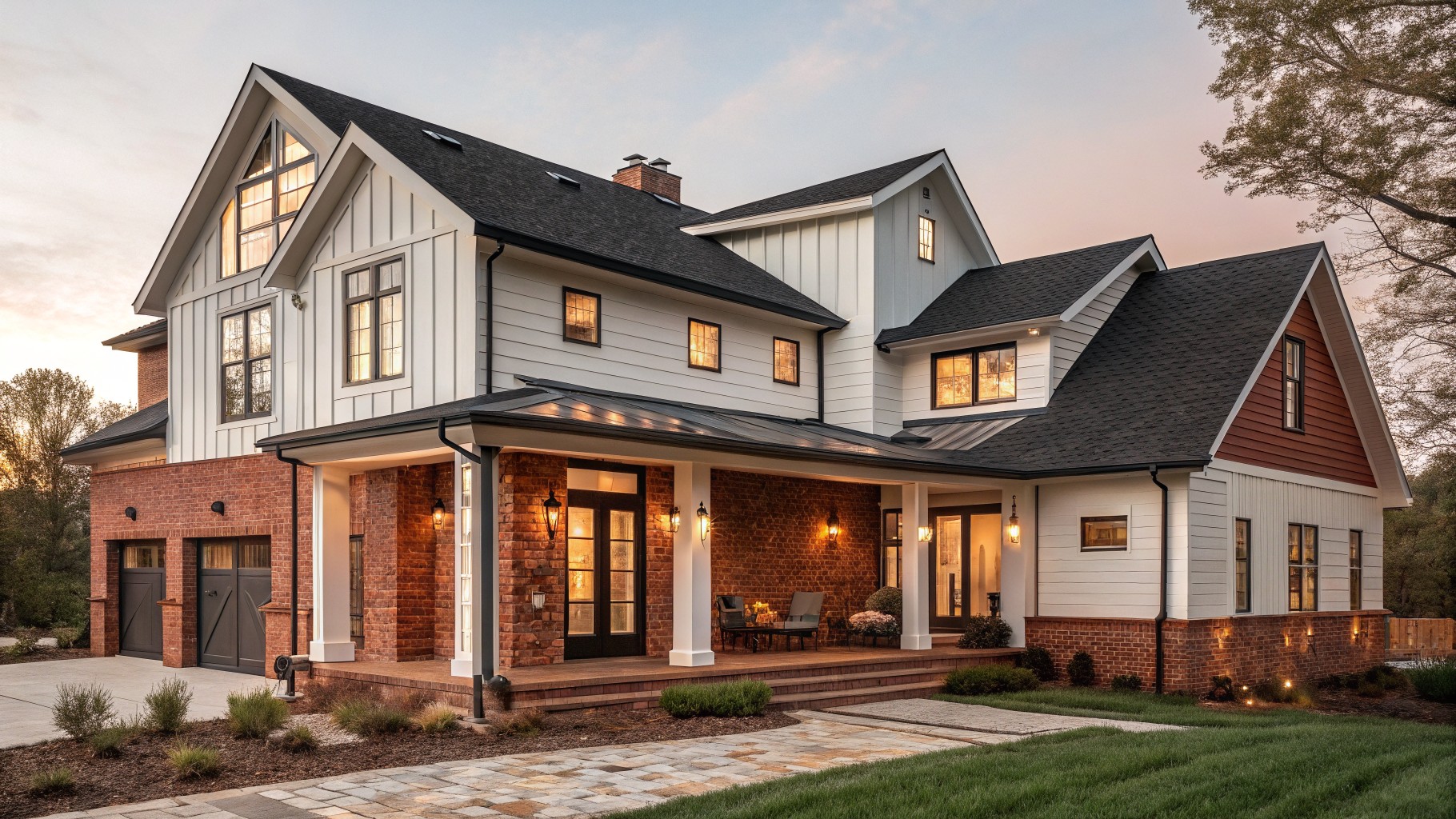 22 Rustic Modern Farmhouse Exteriors With Brick For Cozy Charm