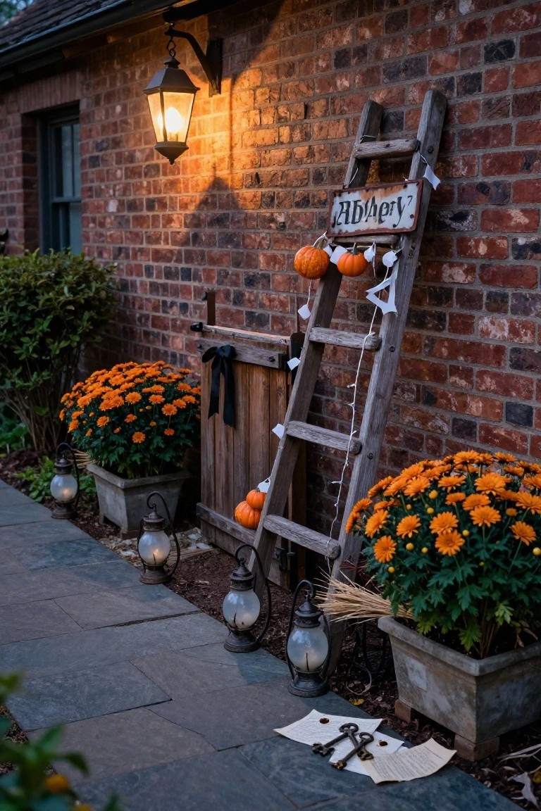 Rustic Ladder Halloween Display