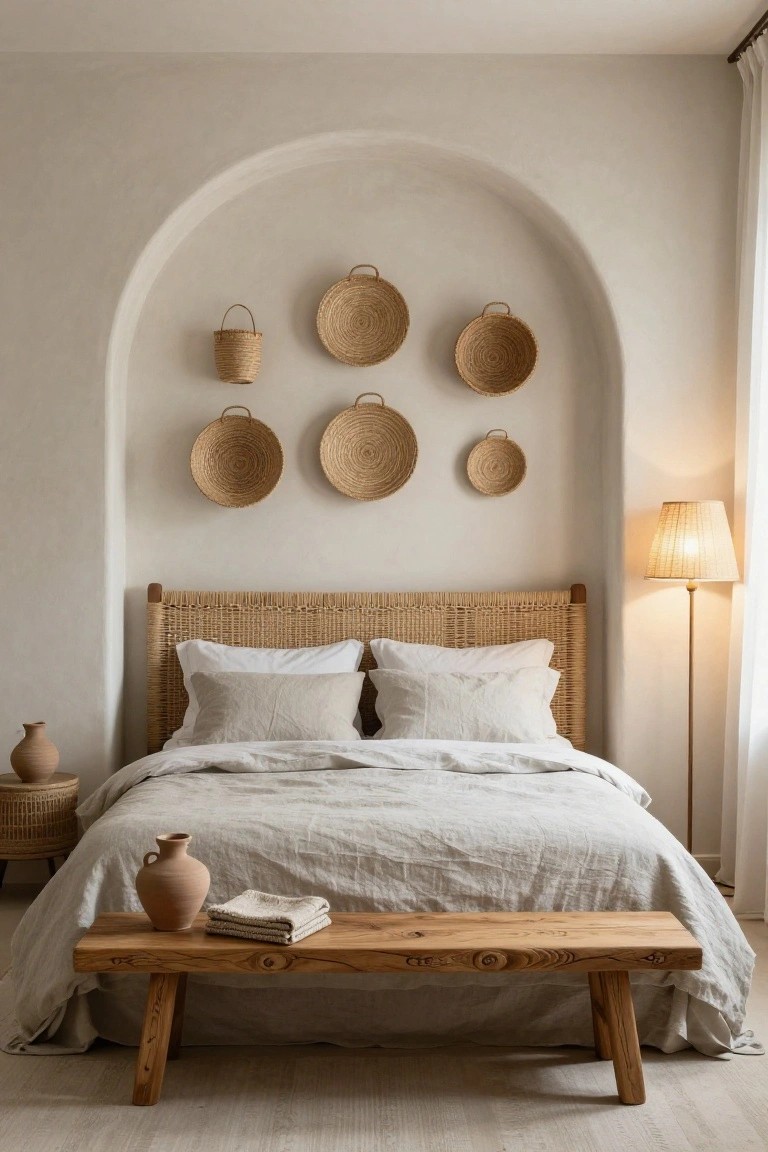 Woven Baskets on the Bedroom Wall