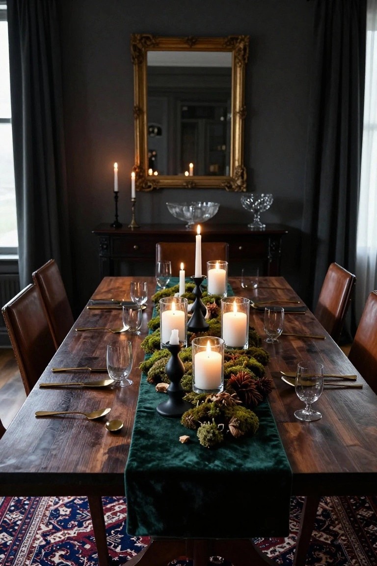 Moss and Candle Table Runner