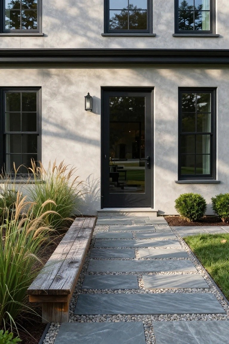 Black Door Entry Boosts Curb Appeal
