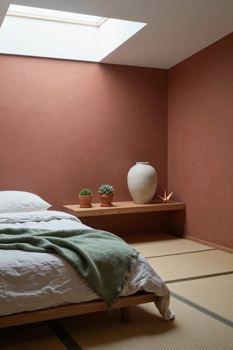 Terracotta Walls Warm Up the Bedroom