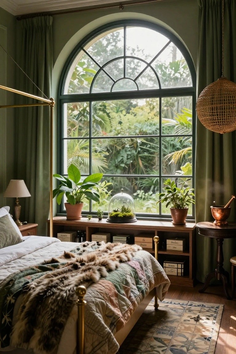 Arched Windows Overlooking Lush Greenery