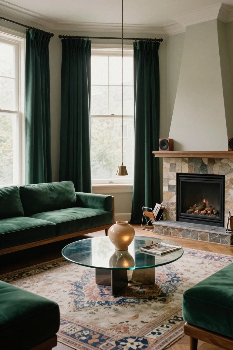 Deep Green Velvet Seating