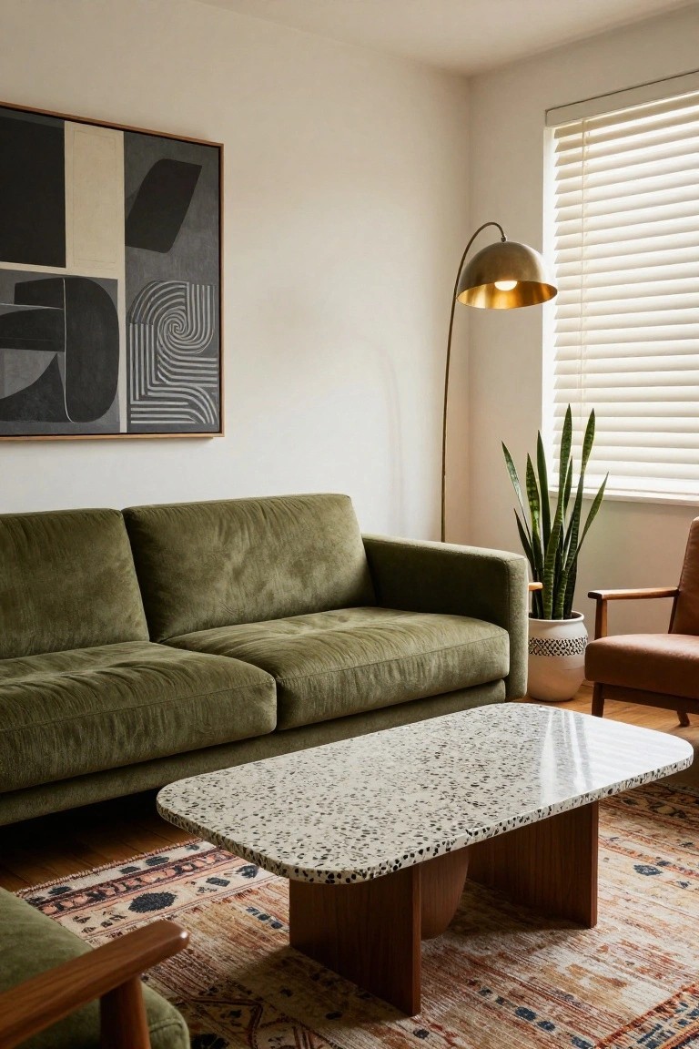 Deep Green Velvet Sofa