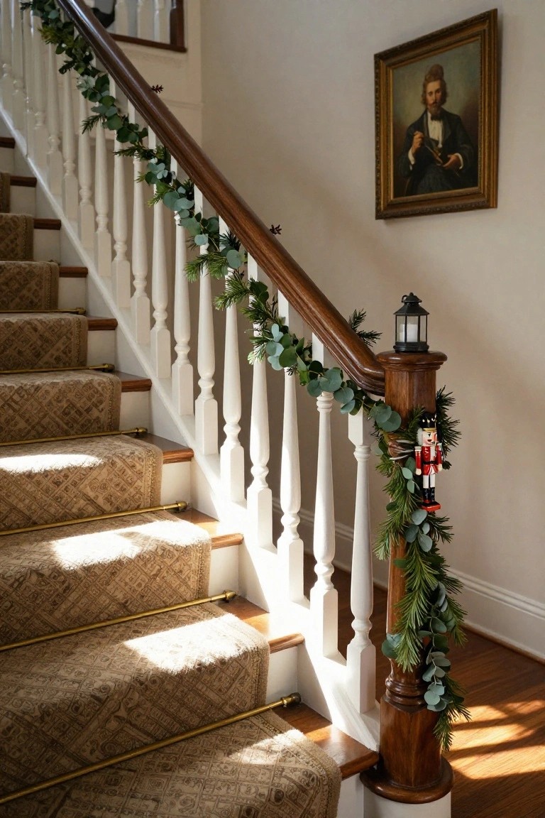 Nutcracker Hanging on Stair Garland