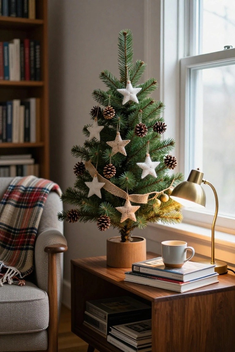 Tabletop Tree with Pinecone Ornaments