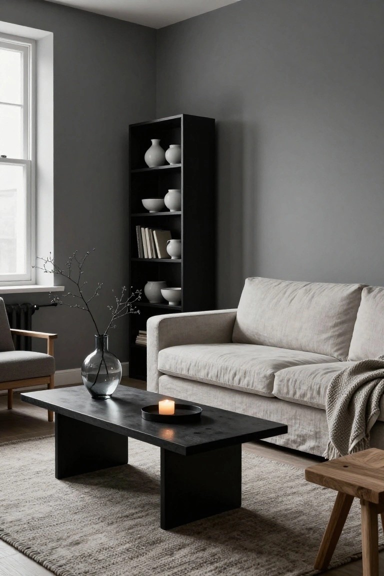 Black Wood Furniture in Neutral Living Rooms