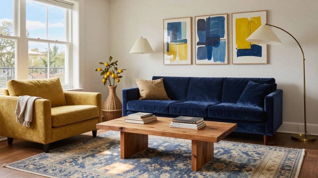24 Blue And Yellow Living Room Decor Ideas