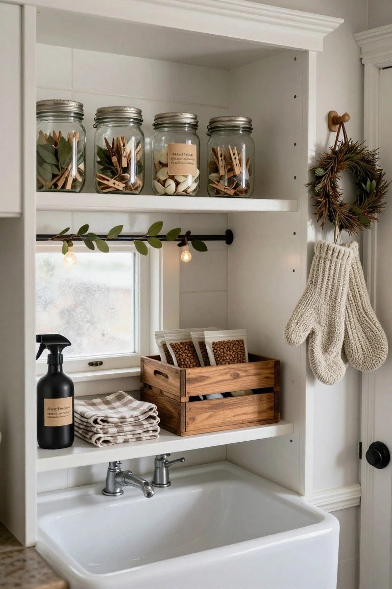 Rustic Jars for Christmas Shelves