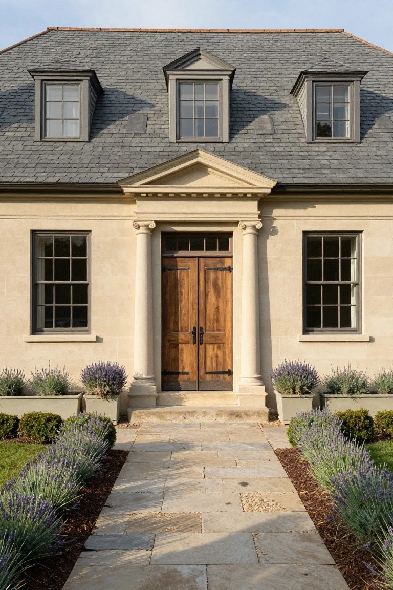 Beige Walls with Dark Front Door