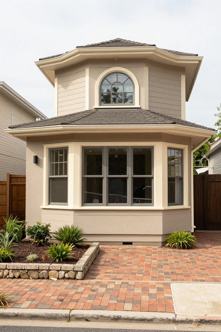 Taupe Siding on a Colonial Turret House
