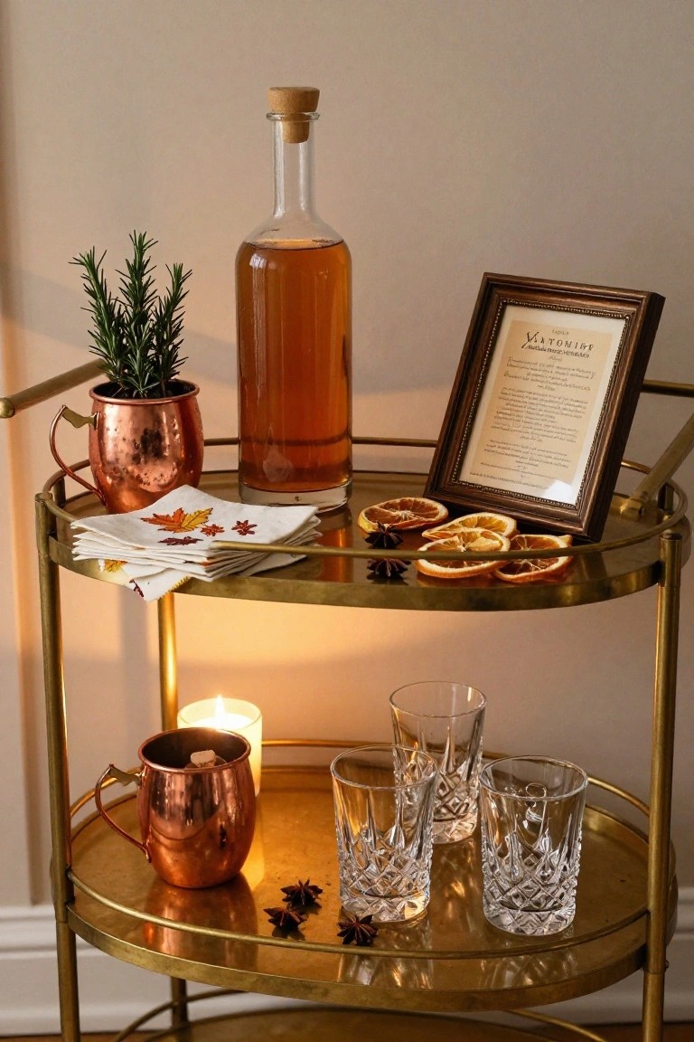 Cozy Fall Bar Cart Setup