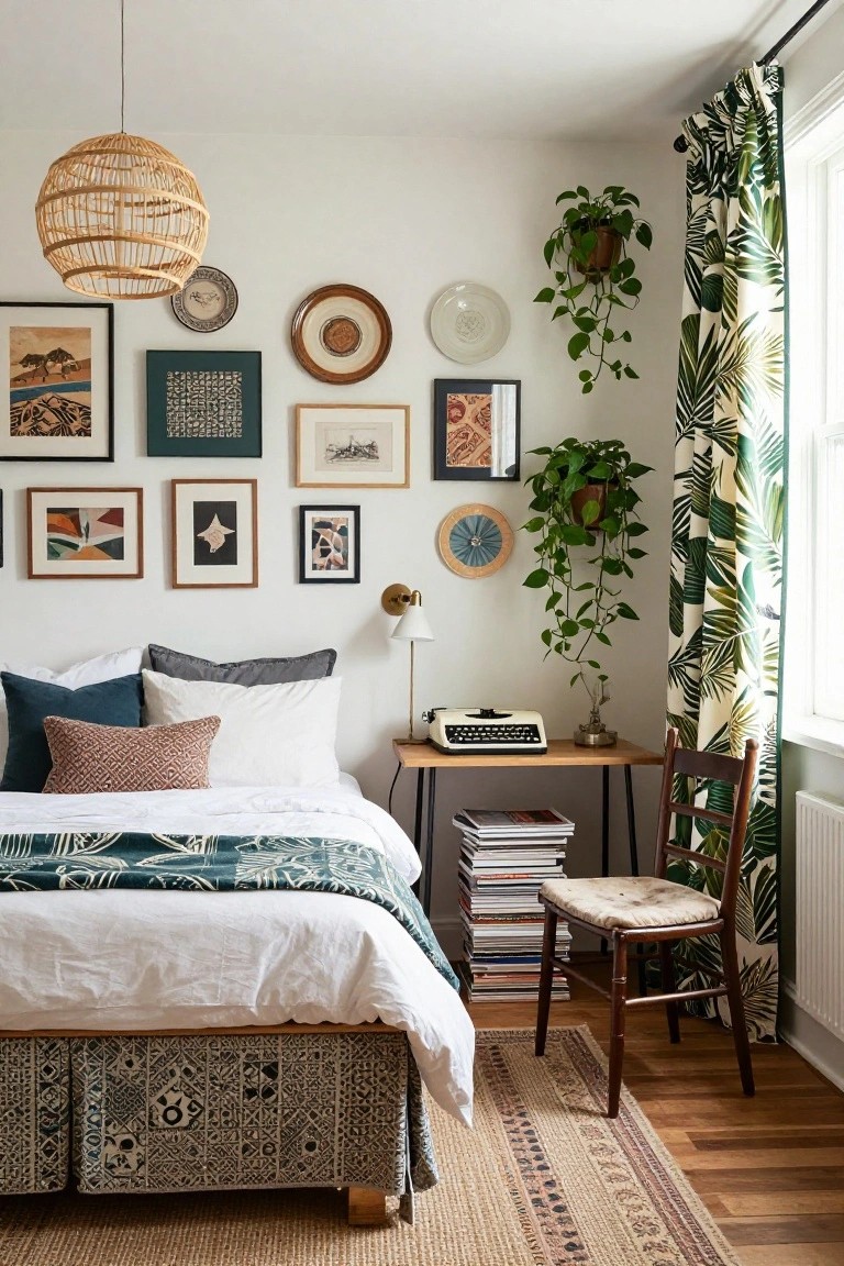 Eclectic Gallery Wall with Plates and Frames