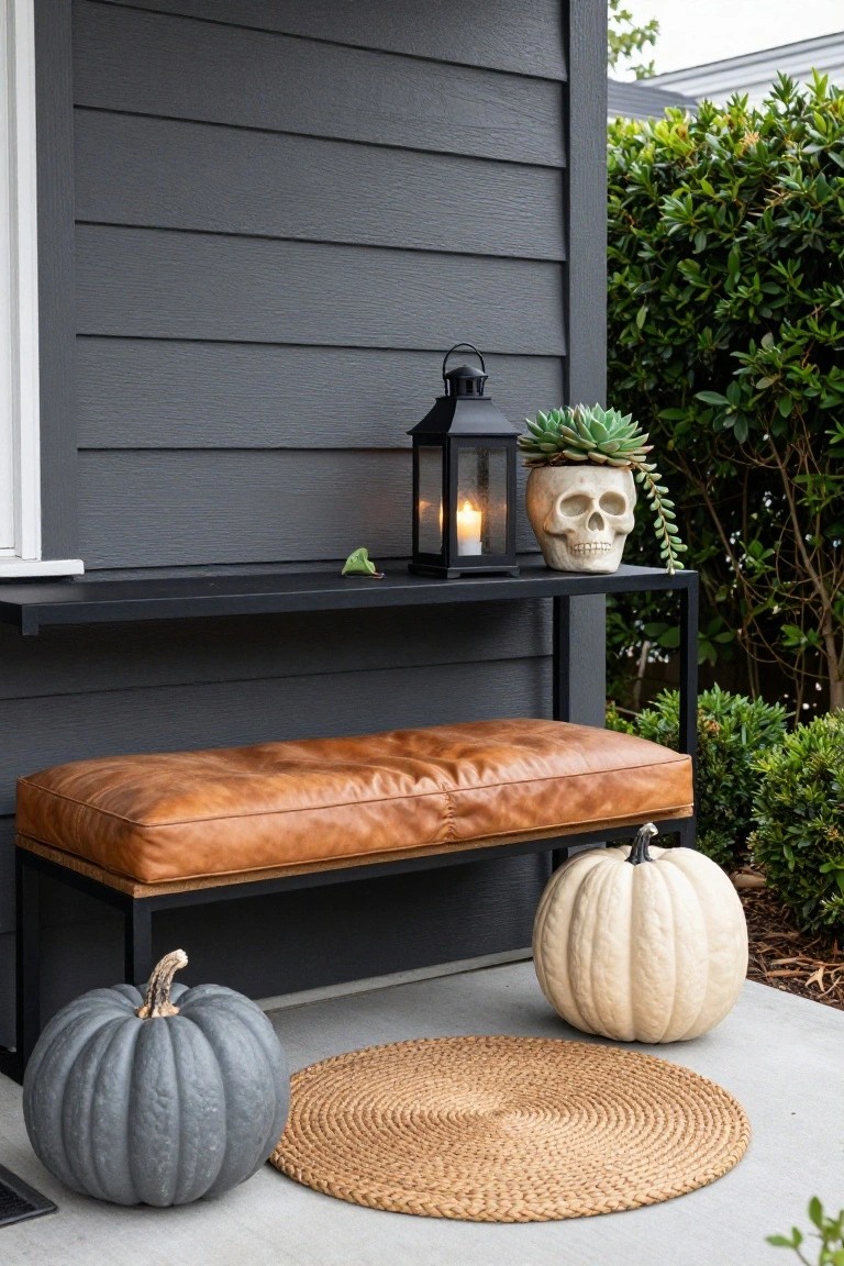 Simple Halloween Porch Bench Setup