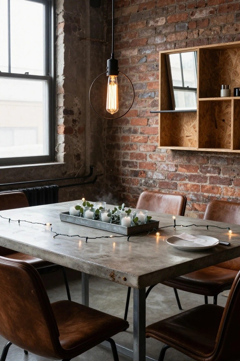 Fairy Lights on a Concrete Dining Table