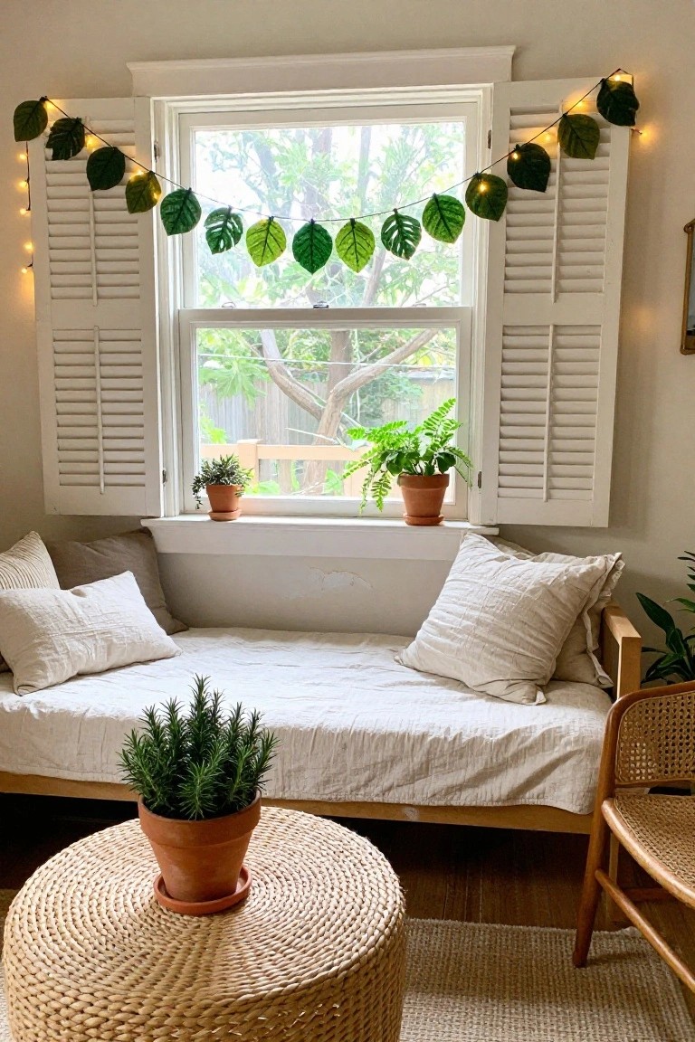 Felt Leaf Garland Over the Window