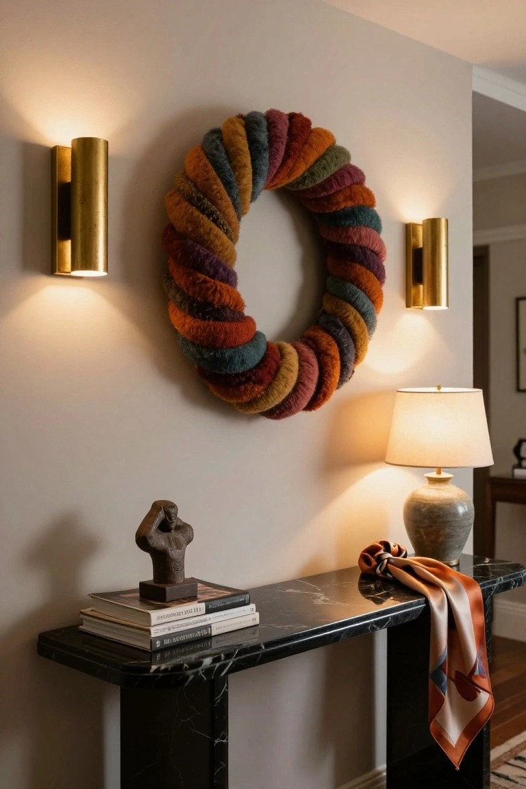 Green felt Christmas wreath with 