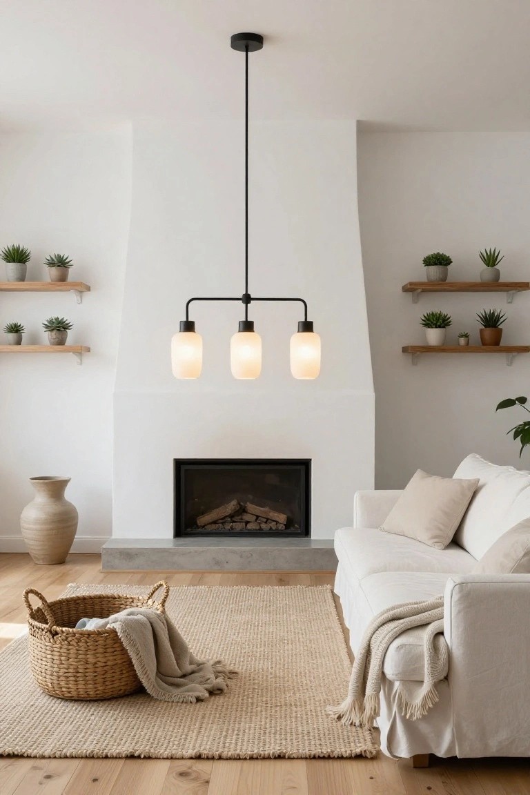 Black Linear Pendant with Frosted Shades